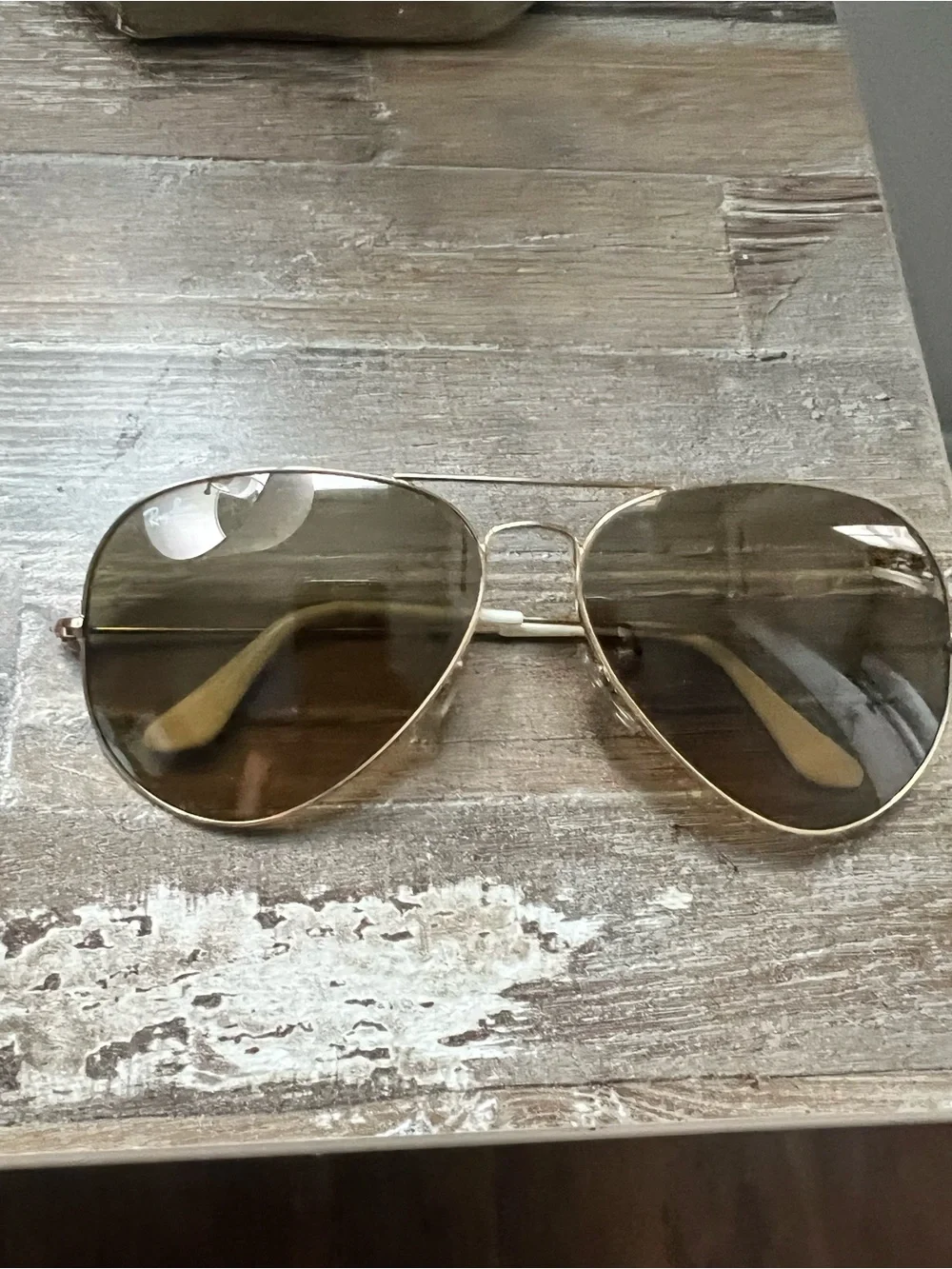 Ray-Ban Gold Aviator Sunglasses with Brown Lenses